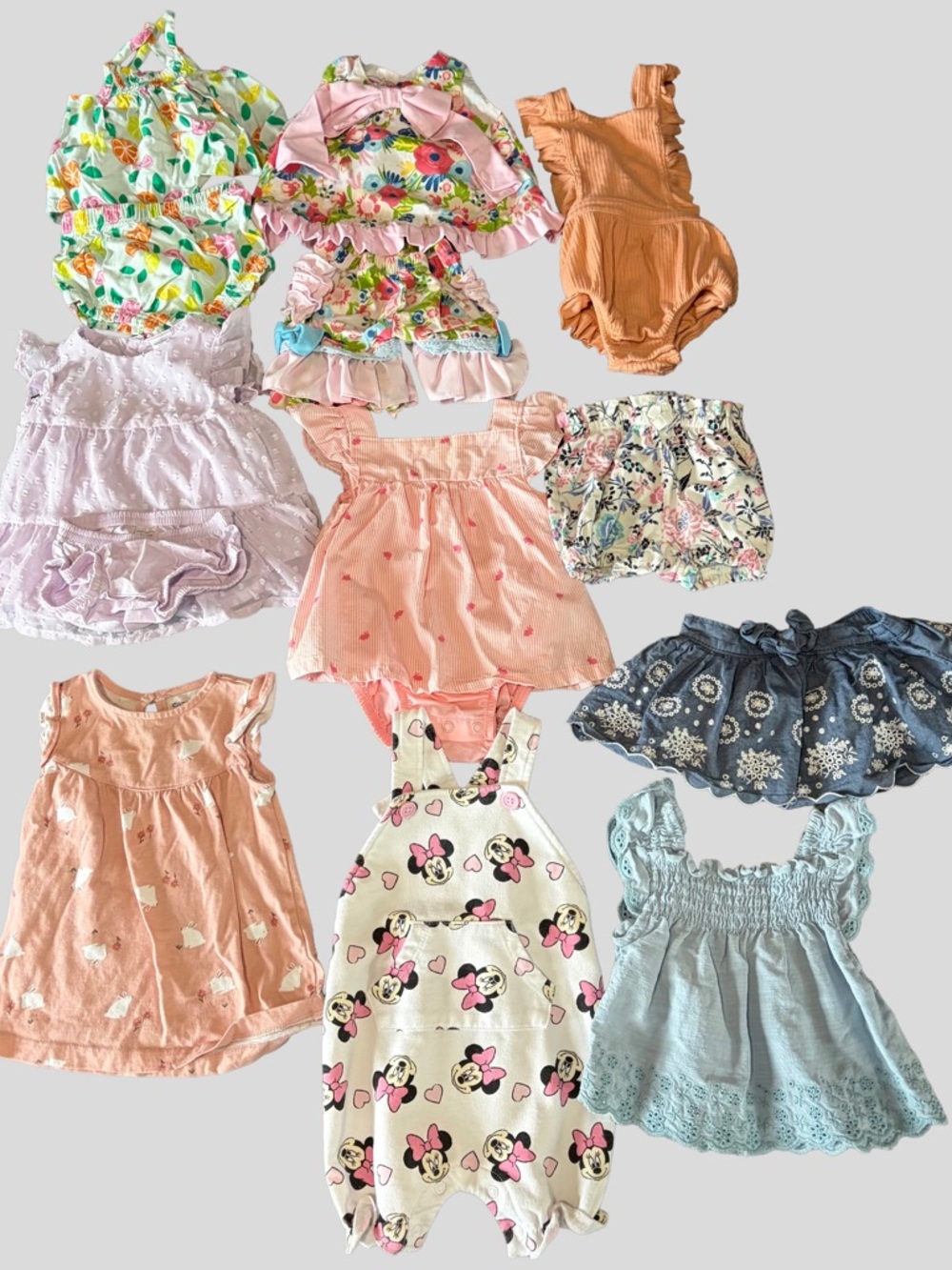 Baby Girl 3M Clothing Bundle Dresses Rompers Minnie Floral 10+ Pieces
